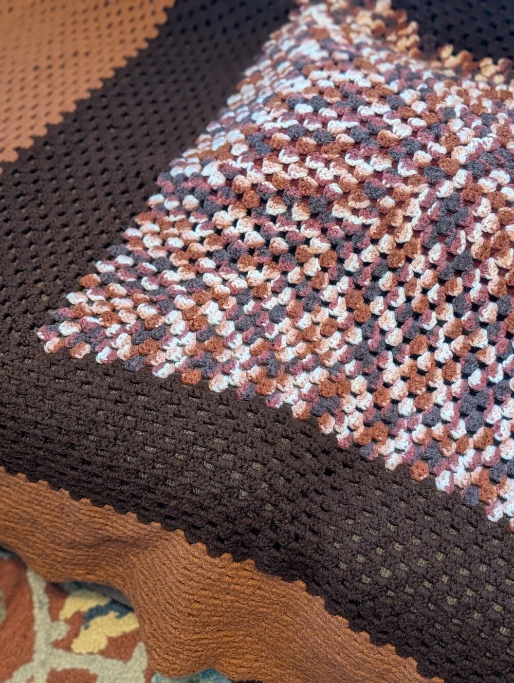 Handmade Crochet Granny‎ Square Afghan Throw Blanket Boho Cottagecore 66